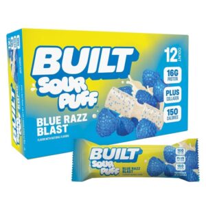 Built Sour Puff Blue Razz Blast Protein Bar 1.41oz 12ct